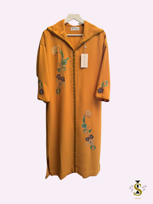 Handgeverfde kinder djellaba met bloemen
