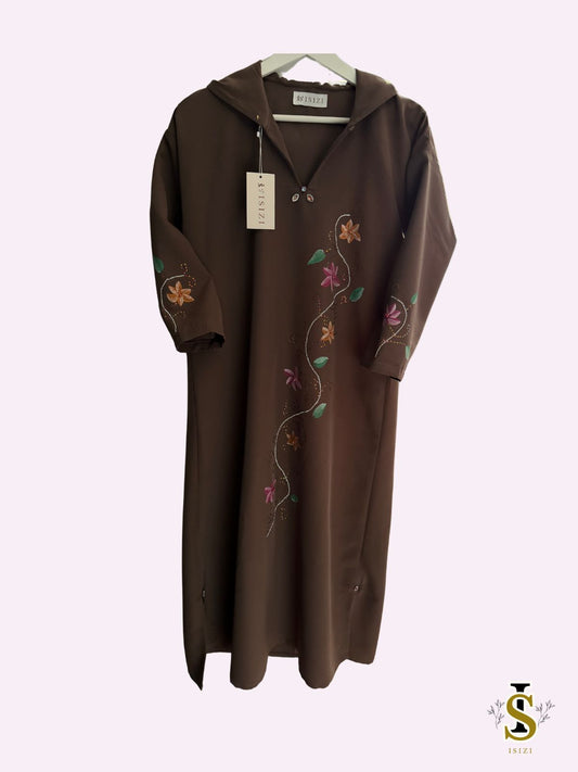 Handgeverfde kinder djellaba met bloemen
