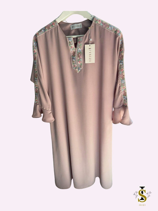 Handgeverfde kinder abaya met bloemen